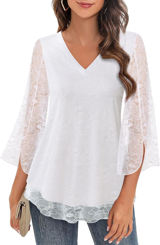 Justitia – Flowy 3/4 Sleeve Chiffon Blouse for Women