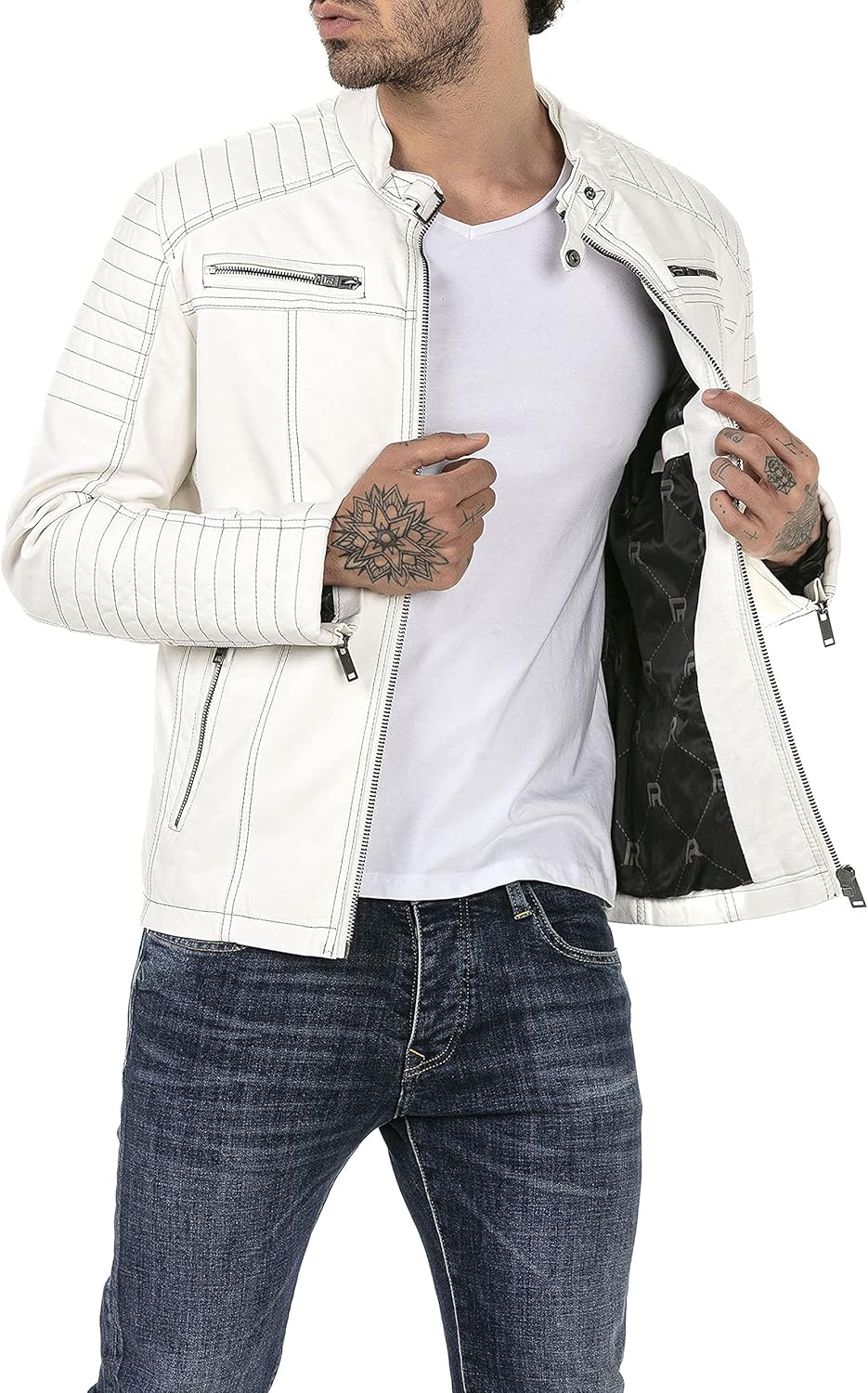 Enzo – Classic Faux Leather Biker Jacket for Men