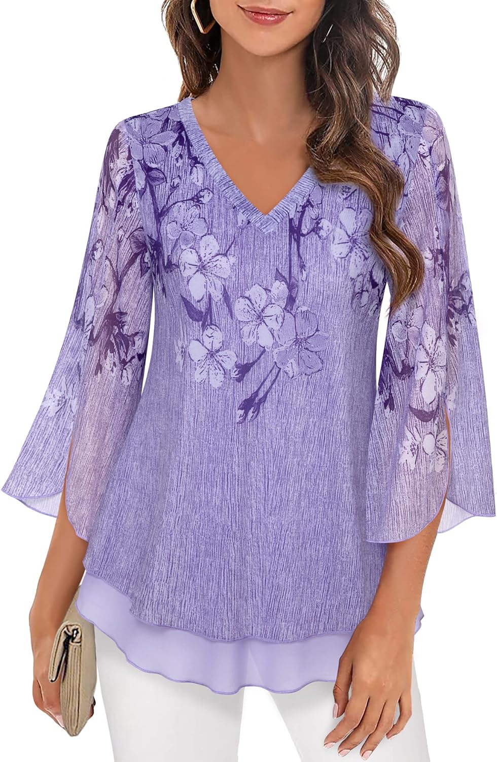 Justitia – Flowy 3/4 Sleeve Chiffon Blouse for Women
