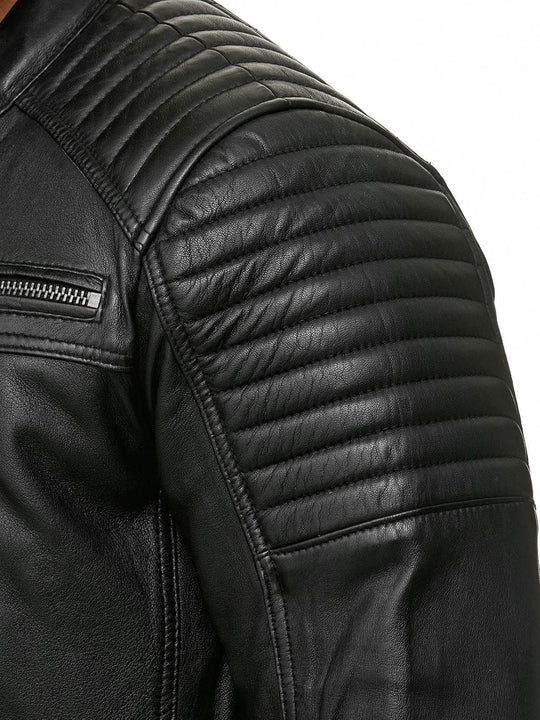 Enzo – Classic Faux Leather Biker Jacket for Men