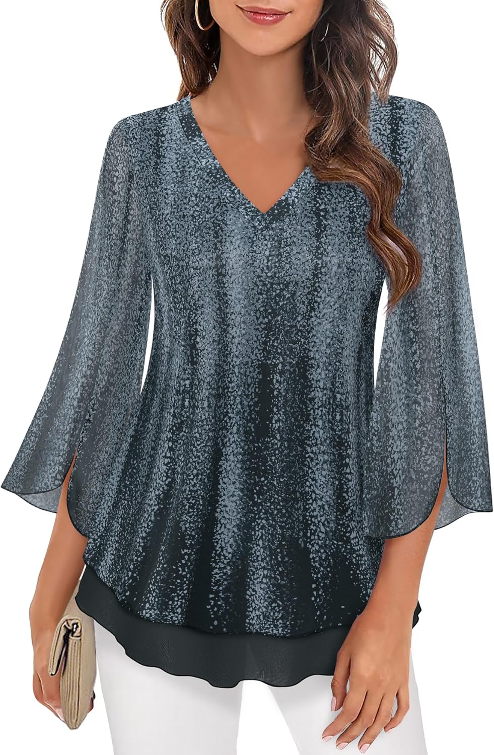 Justitia – Flowy 3/4 Sleeve Chiffon Blouse for Women
