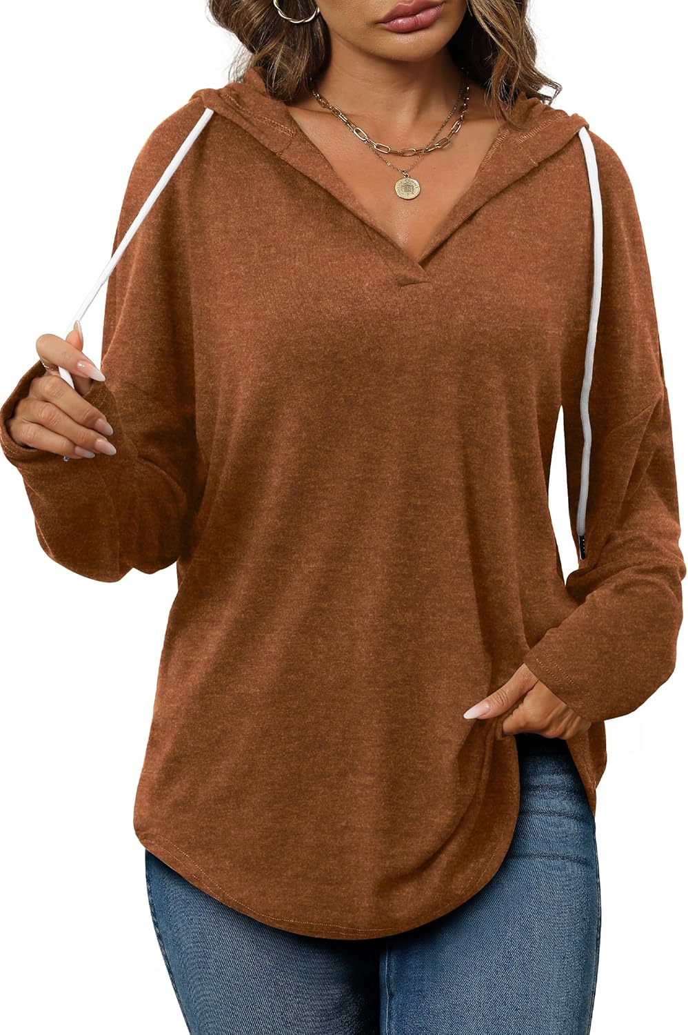 Addie – Plaid Hoodie Long-Sleeve Top for Women