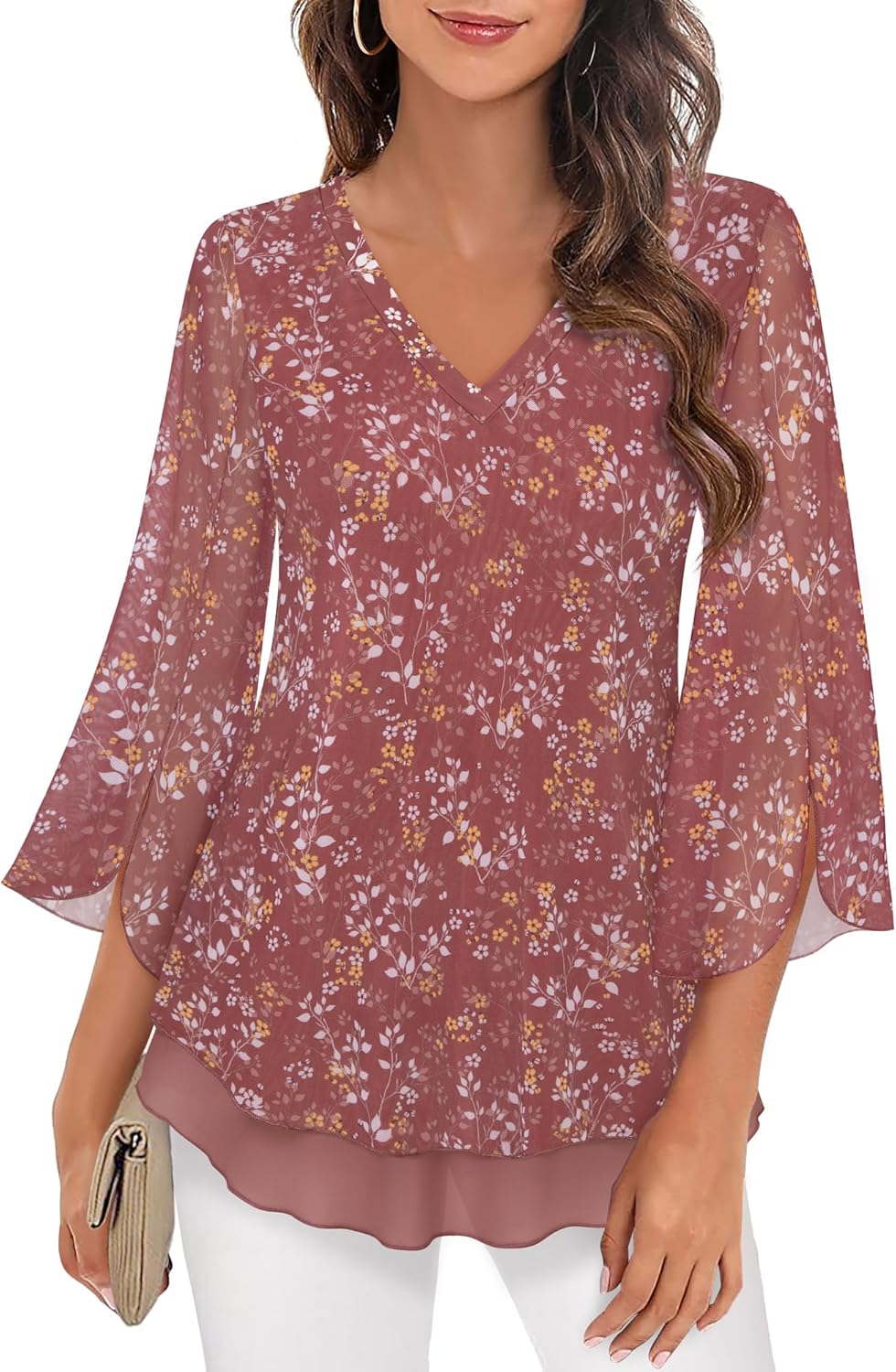 Justitia – Flowy 3/4 Sleeve Chiffon Blouse for Women