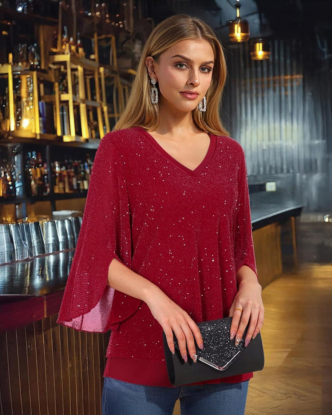 Justitia – Flowy 3/4 Sleeve Chiffon Blouse for Women