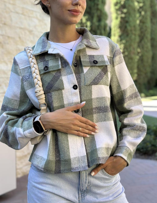 Danica – Plaid Button-Up Shacket for Women