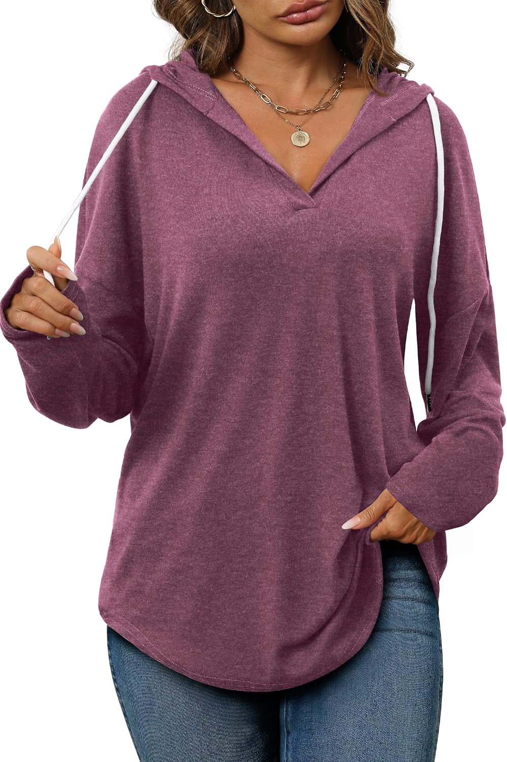 Addie – Plaid Hoodie Long-Sleeve Top for Women