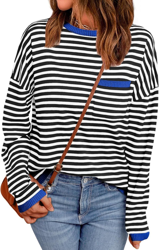 Cierra – Striped Long-Sleeve Casual Top for Women