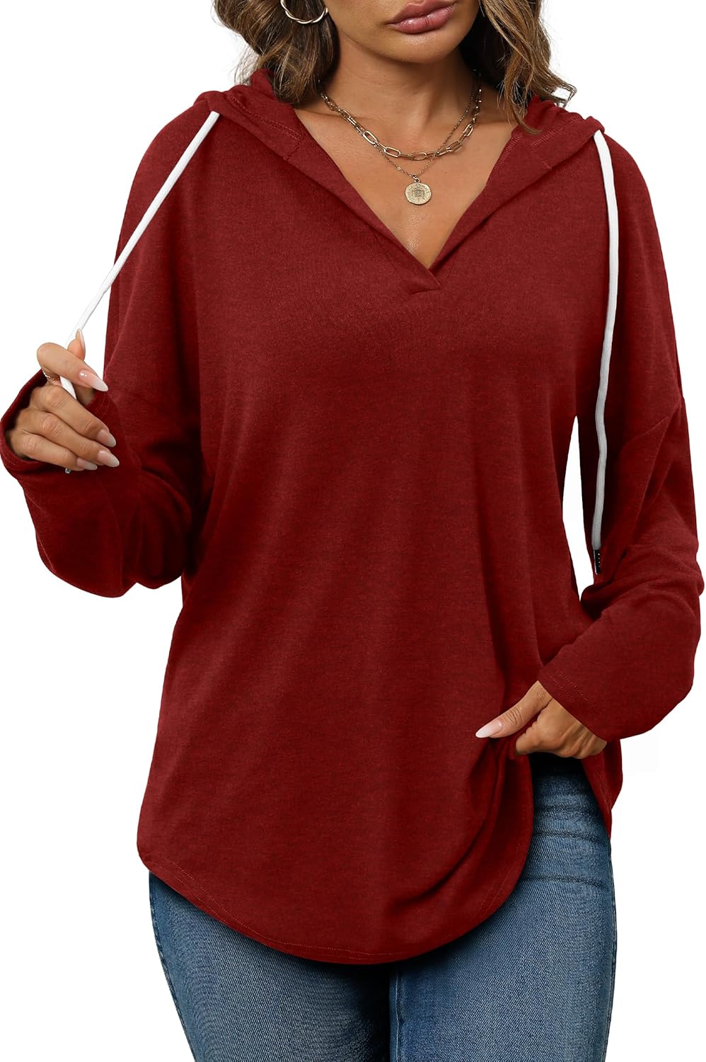 Addie – Plaid Hoodie Long-Sleeve Top for Women