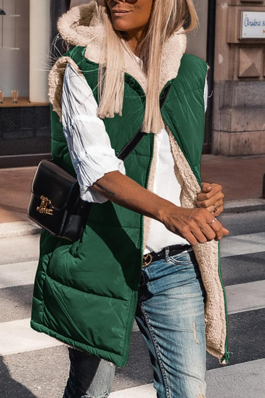Kayleigh – Long Hooded Puffer Vest for Women