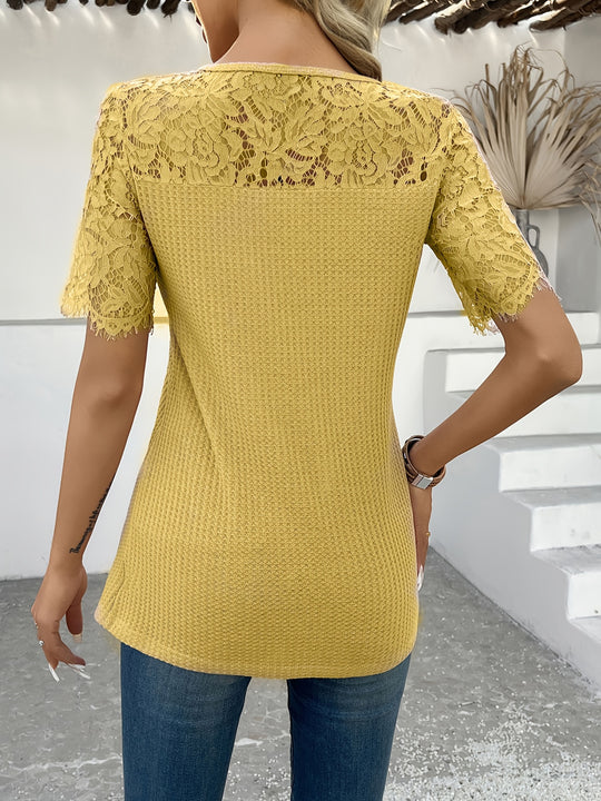 Elise – Lace Button Detail Summer Blouse for Women
