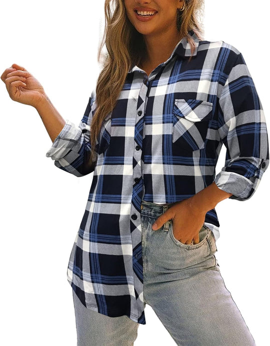 Arizona – Classic Plaid Button-Up Shirt for Women