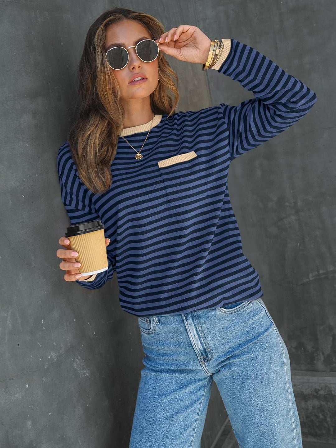 Cierra – Striped Long-Sleeve Casual Top for Women