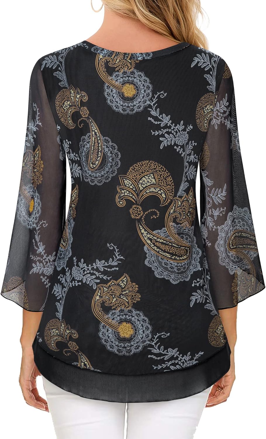 Justitia – Flowy 3/4 Sleeve Chiffon Blouse for Women