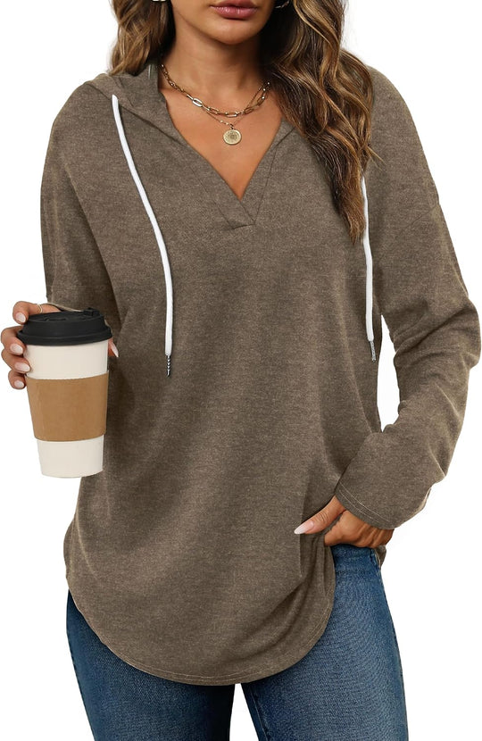 Addie – Plaid Hoodie Long-Sleeve Top for Women