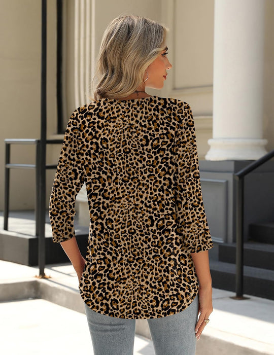 Princess – 3/4 Sleeve Floral Pleated Tunic Top for Women
