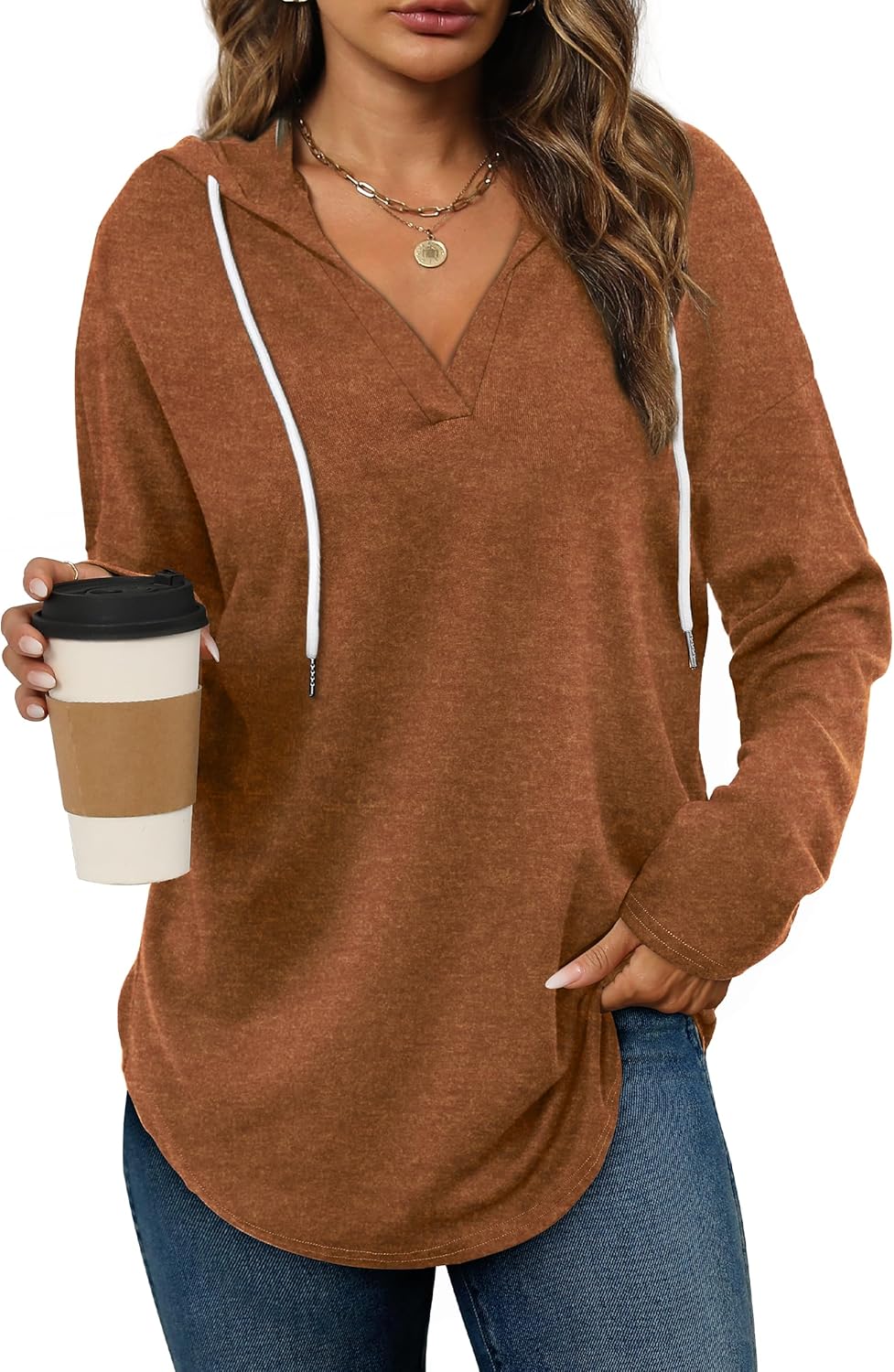 Addie – Plaid Hoodie Long-Sleeve Top for Women