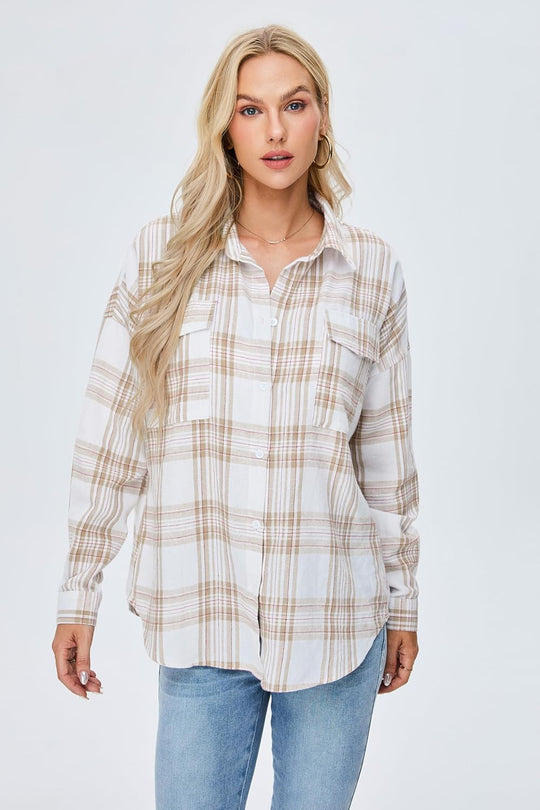 Taryn – Casual Plaid Button-Up Shirt for Women