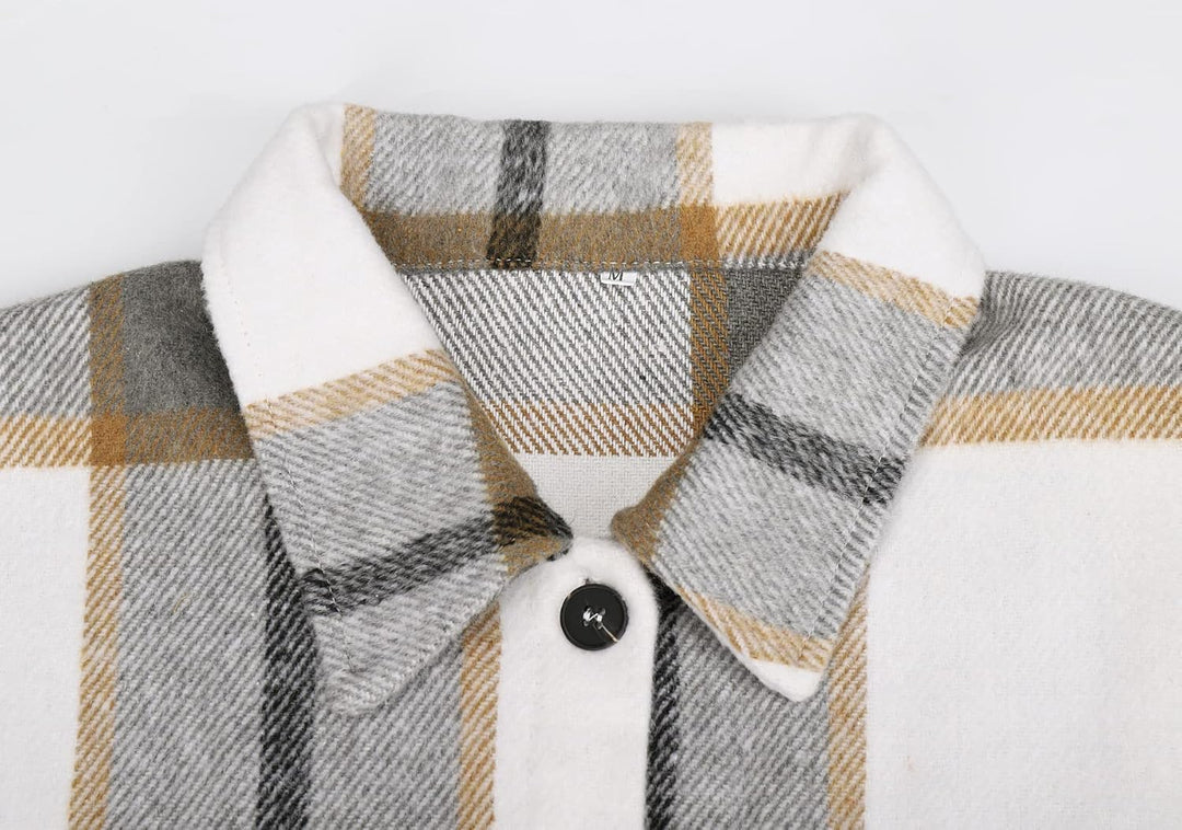 Izzie – Oversized Plaid Button-Up Shacket for Women