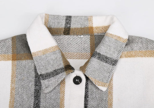 Izzie – Oversized Plaid Button-Up Shacket for Women