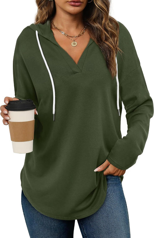 Addie – Plaid Hoodie Long-Sleeve Top for Women