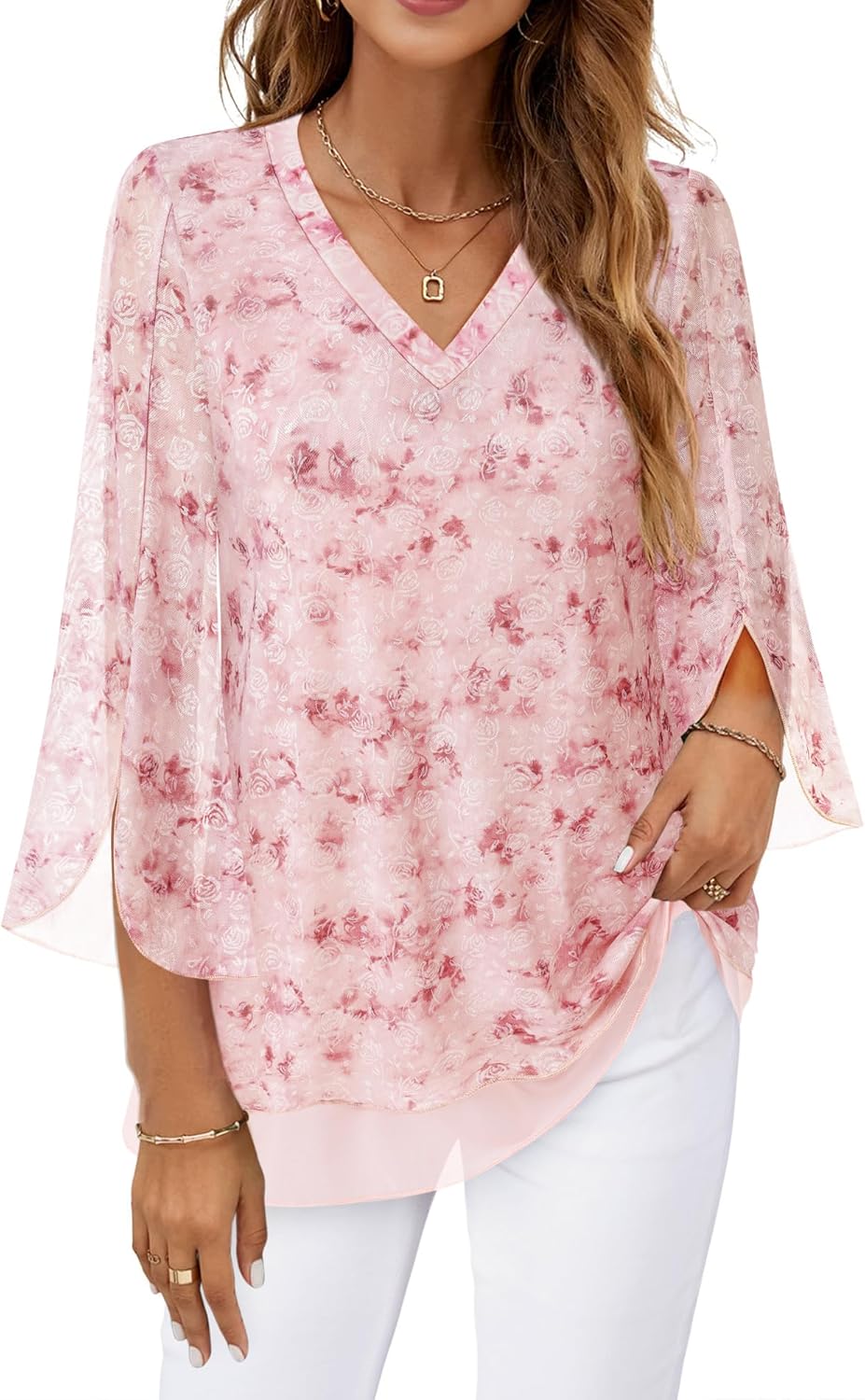 Justitia – Flowy 3/4 Sleeve Chiffon Blouse for Women