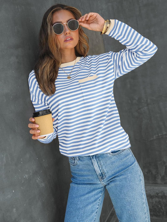 Cierra – Striped Long-Sleeve Casual Top for Women