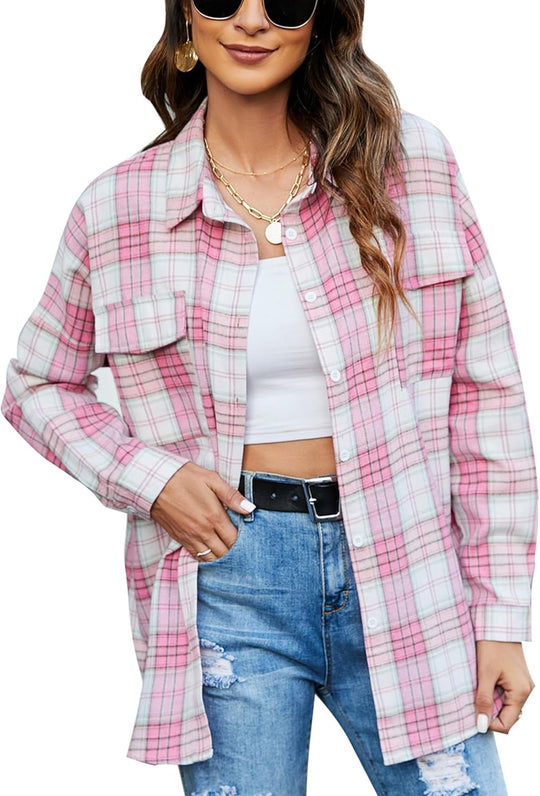Taryn – Casual Plaid Button-Up Shirt for Women