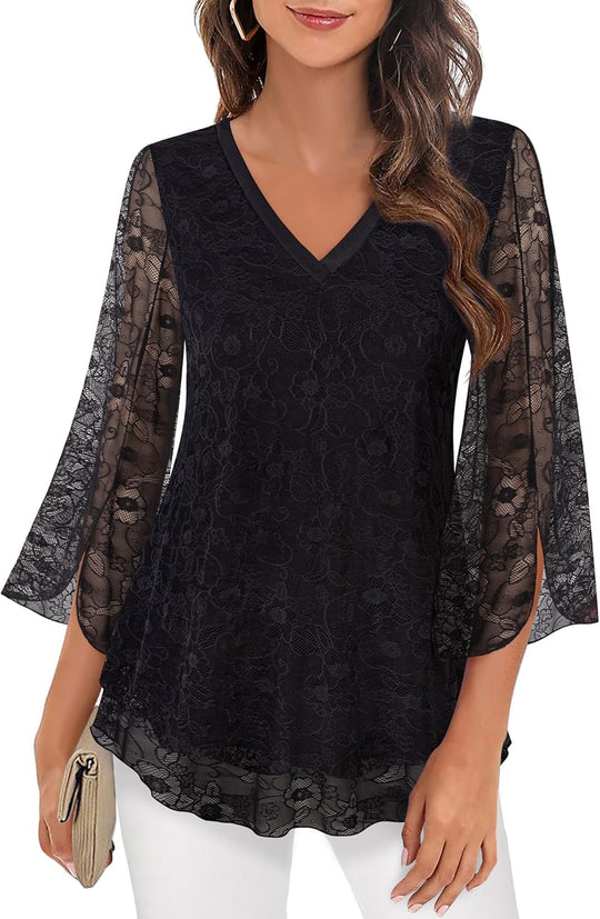 Justitia – Flowy 3/4 Sleeve Chiffon Blouse for Women