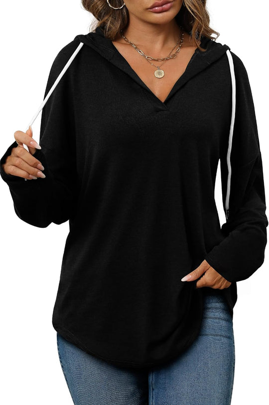 Addie – Plaid Hoodie Long-Sleeve Top for Women