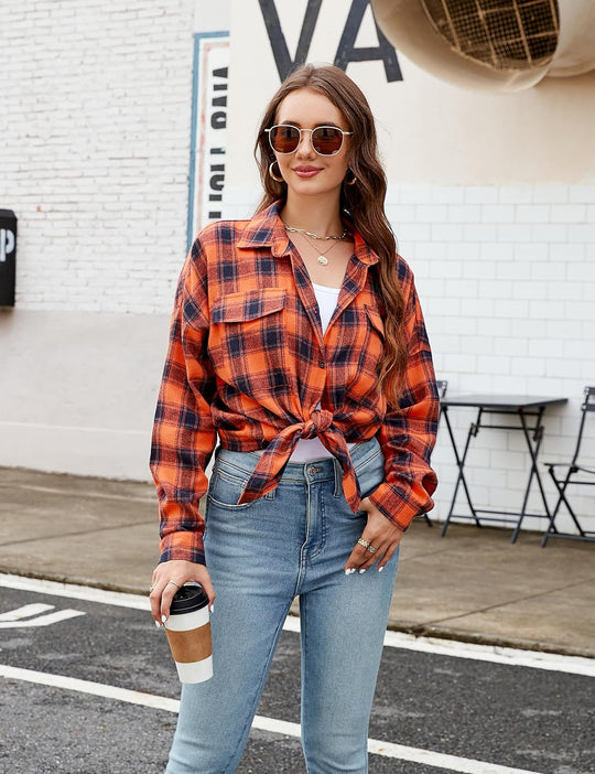 Taryn – Casual Plaid Button-Up Shirt for Women