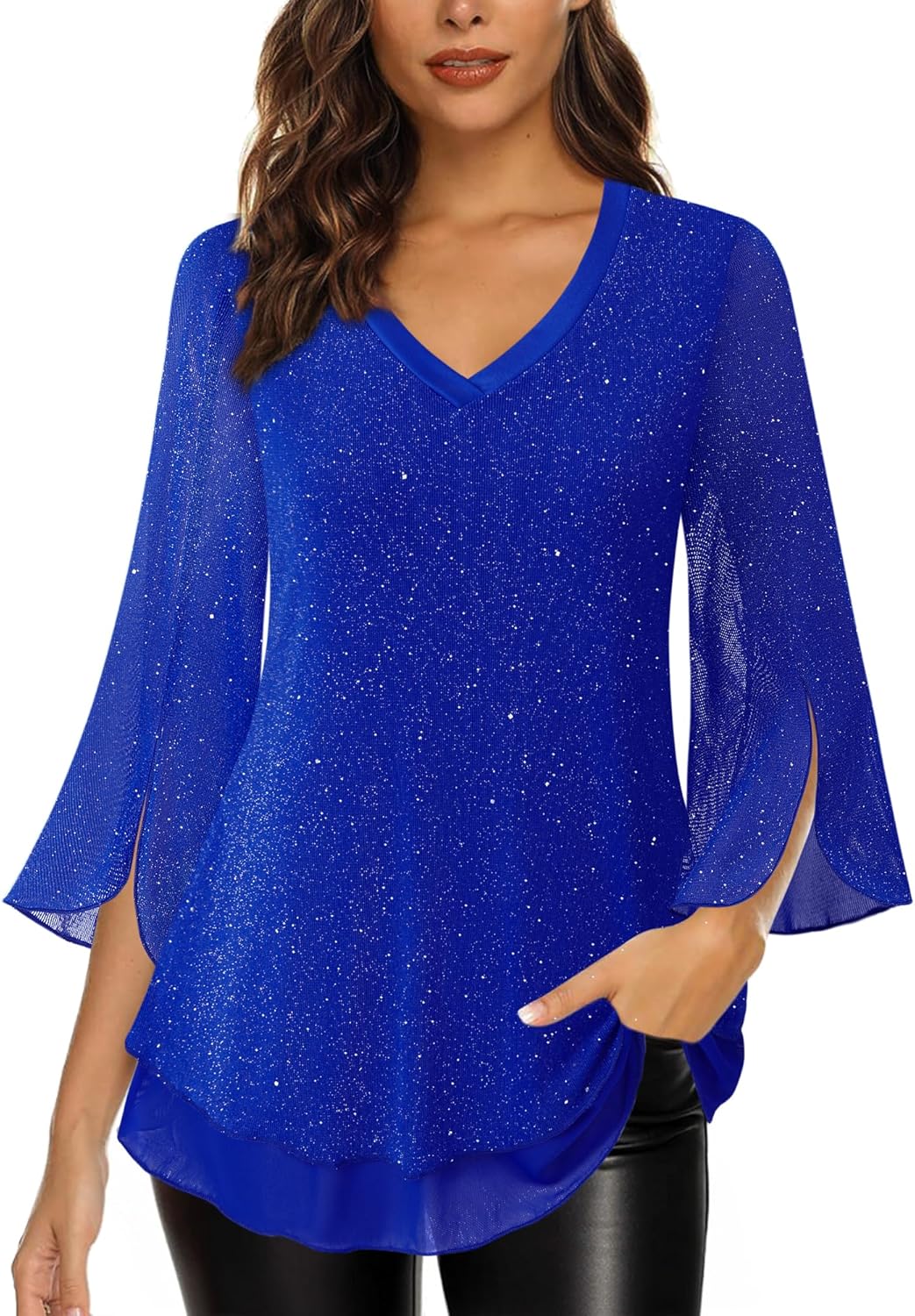 Justitia – Flowy 3/4 Sleeve Chiffon Blouse for Women