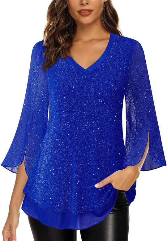 Justitia – Flowy 3/4 Sleeve Chiffon Blouse for Women
