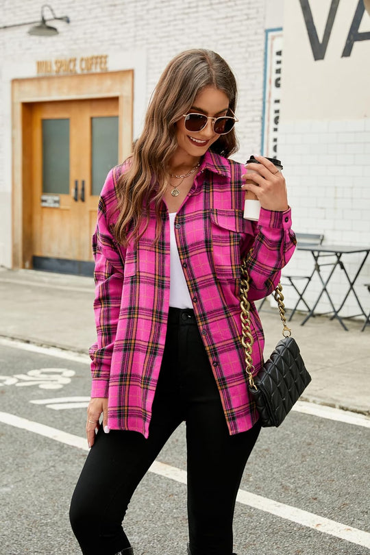 Taryn – Casual Plaid Button-Up Shirt for Women