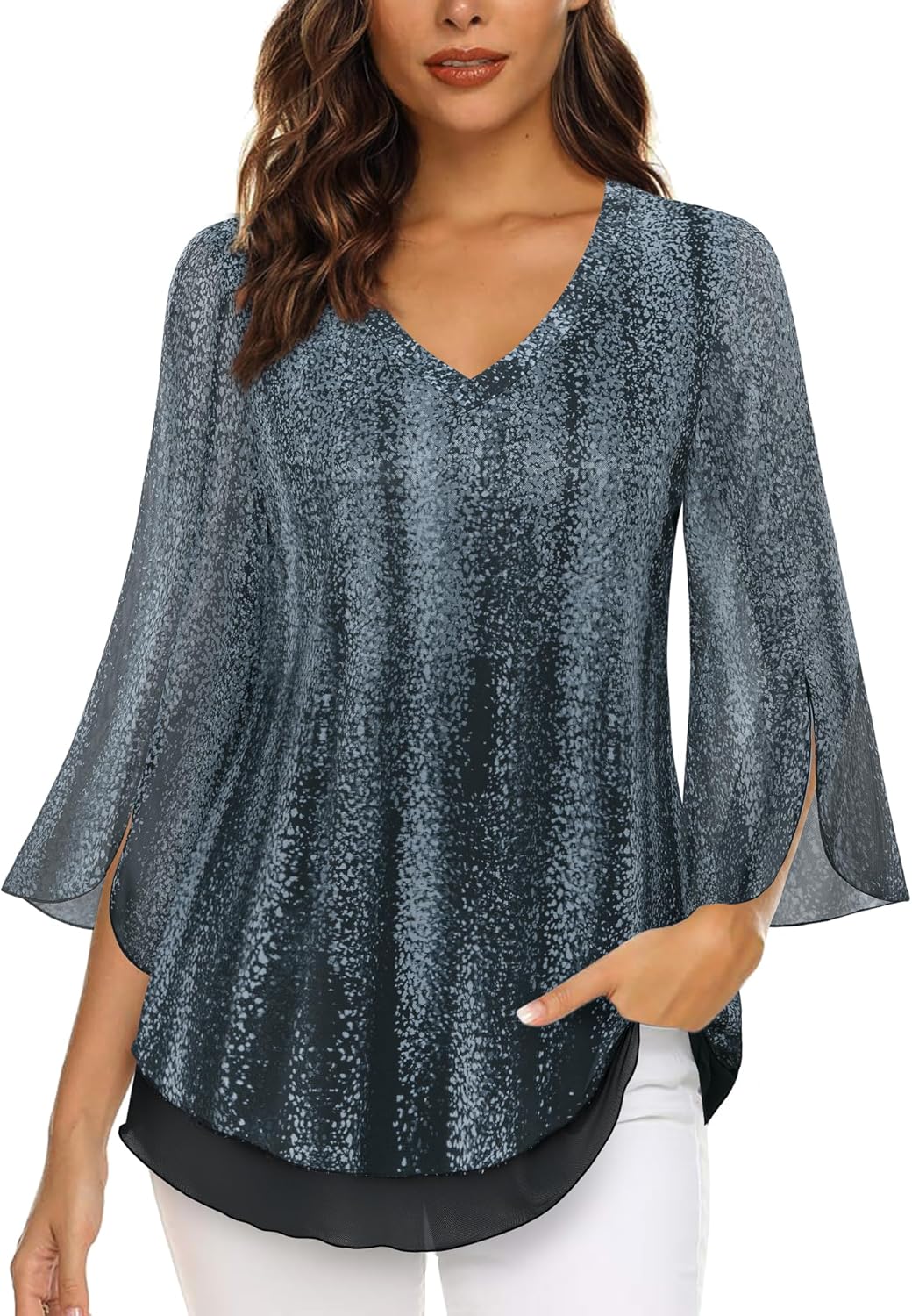 Justitia – Flowy 3/4 Sleeve Chiffon Blouse for Women