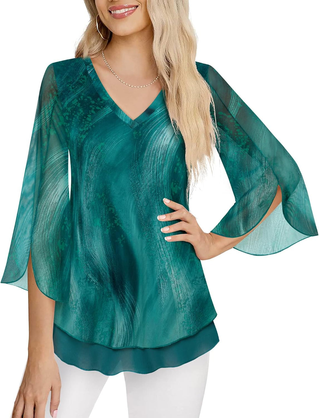 Justitia – Flowy 3/4 Sleeve Chiffon Blouse for Women
