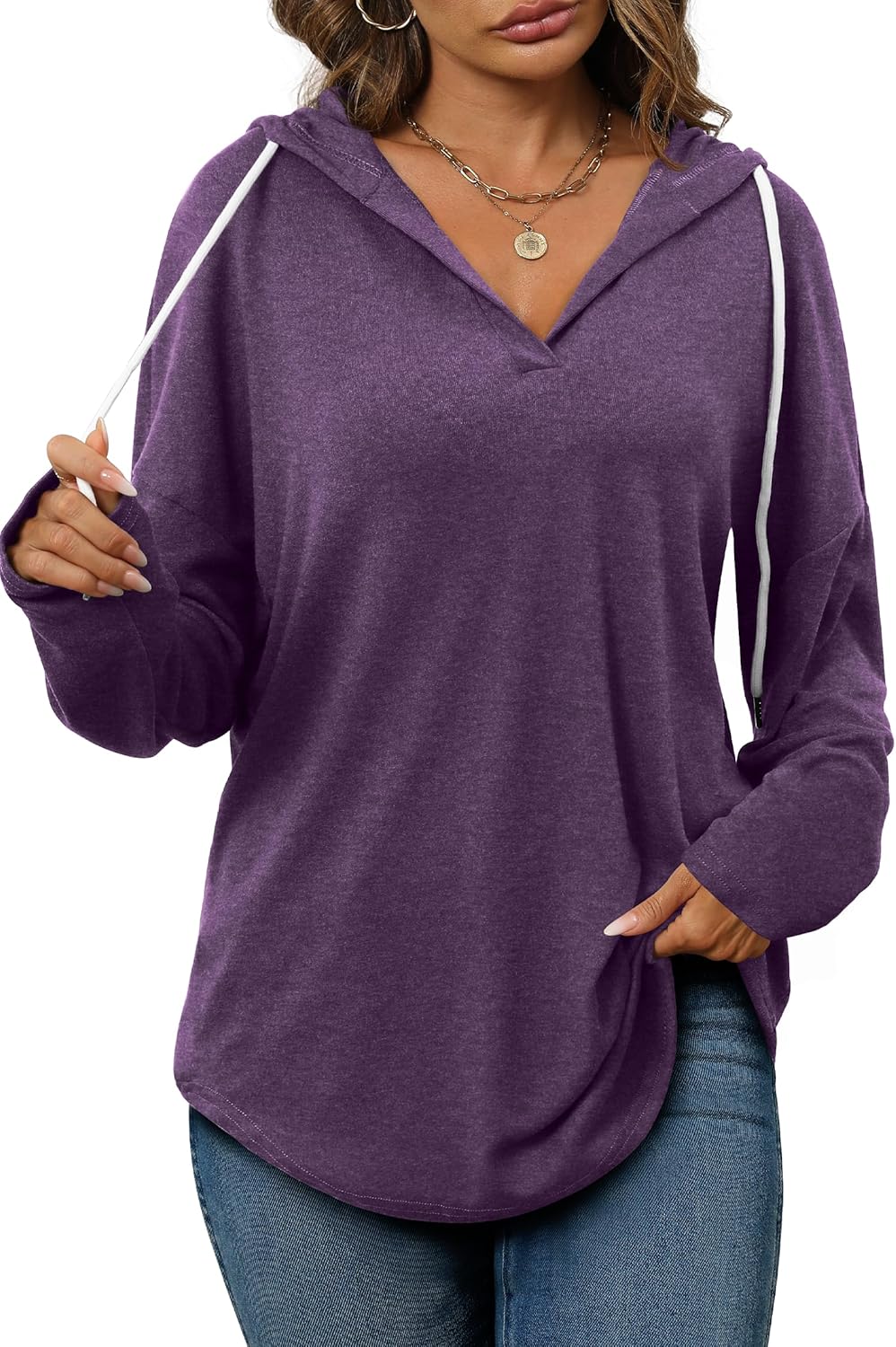Addie – Plaid Hoodie Long-Sleeve Top for Women