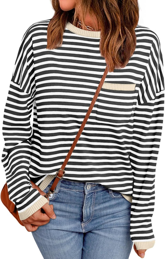 Cierra – Striped Long-Sleeve Casual Top for Women