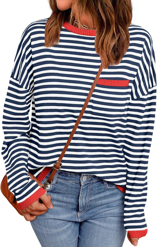 Cierra – Striped Long-Sleeve Casual Top for Women