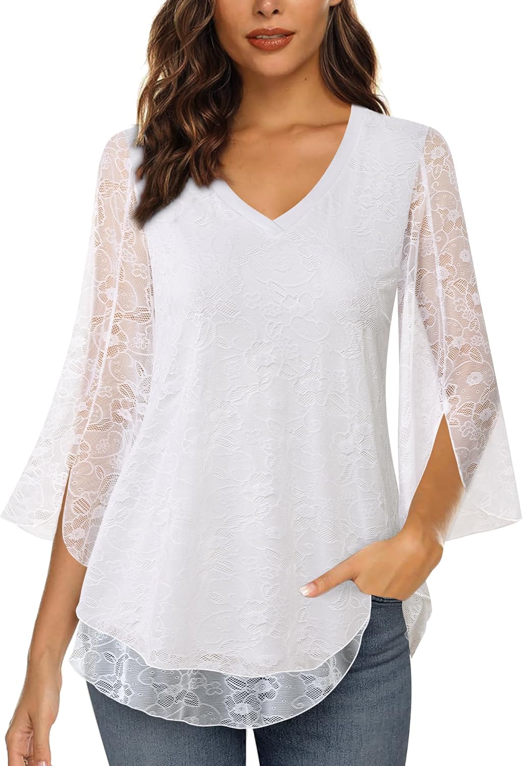 Justitia – Flowy 3/4 Sleeve Chiffon Blouse for Women