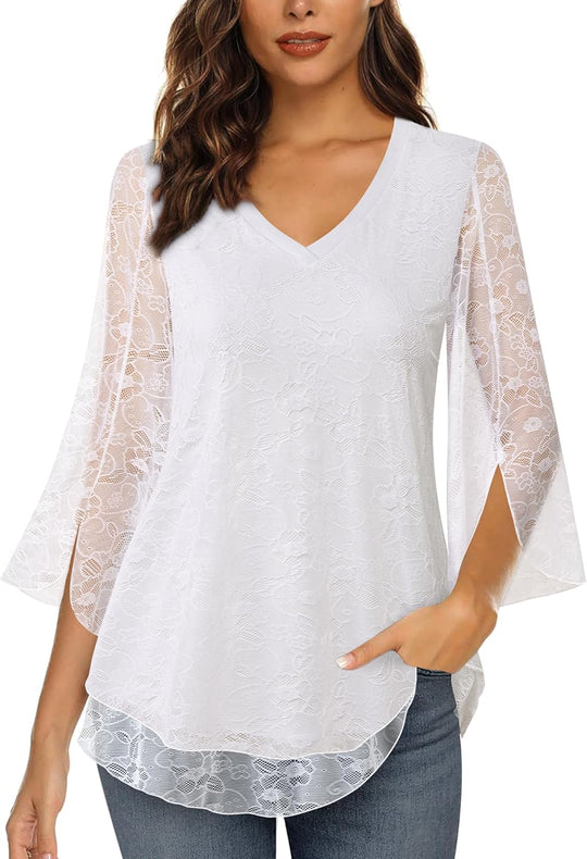 Justitia – Flowy 3/4 Sleeve Chiffon Blouse for Women