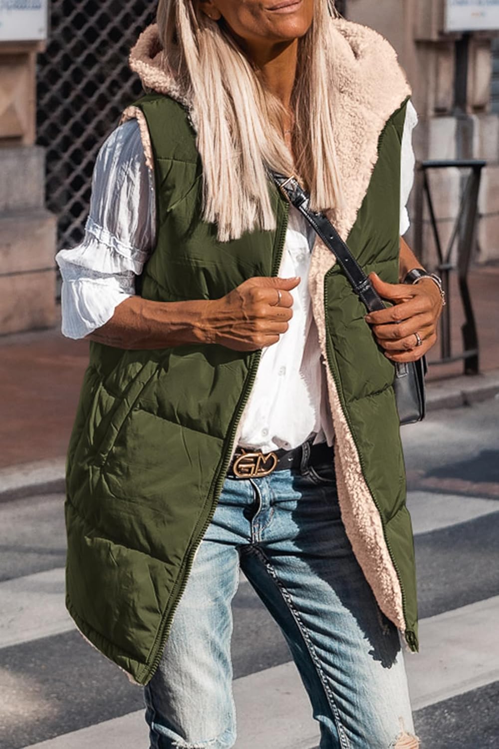 Kayleigh – Long Hooded Puffer Vest for Women