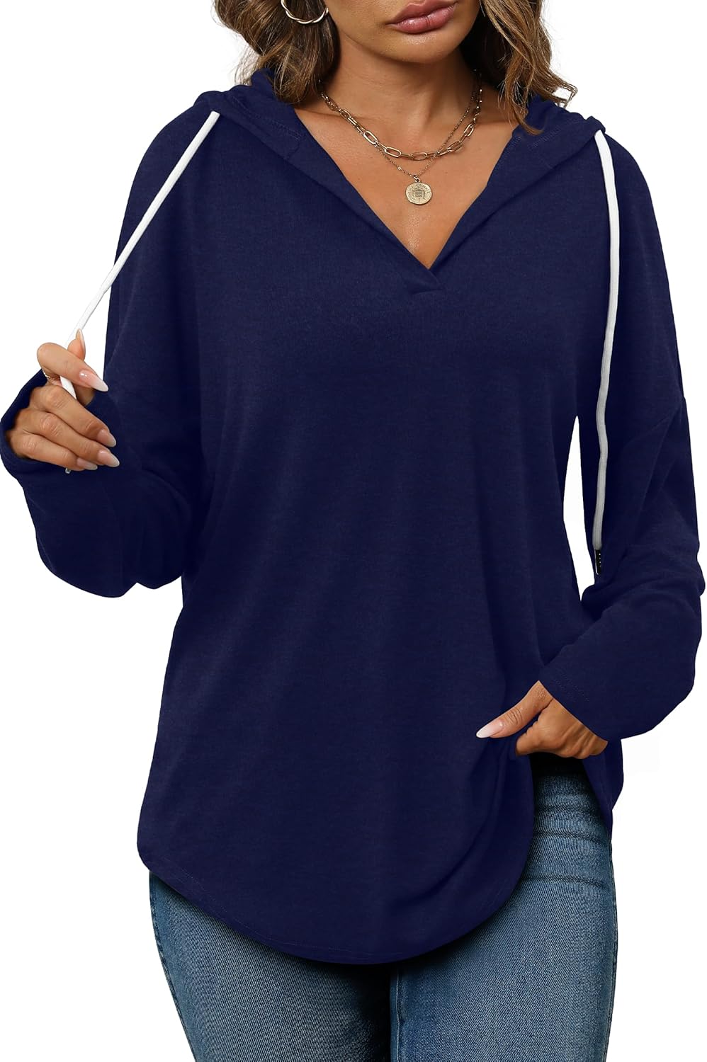 Addie – Plaid Hoodie Long-Sleeve Top for Women