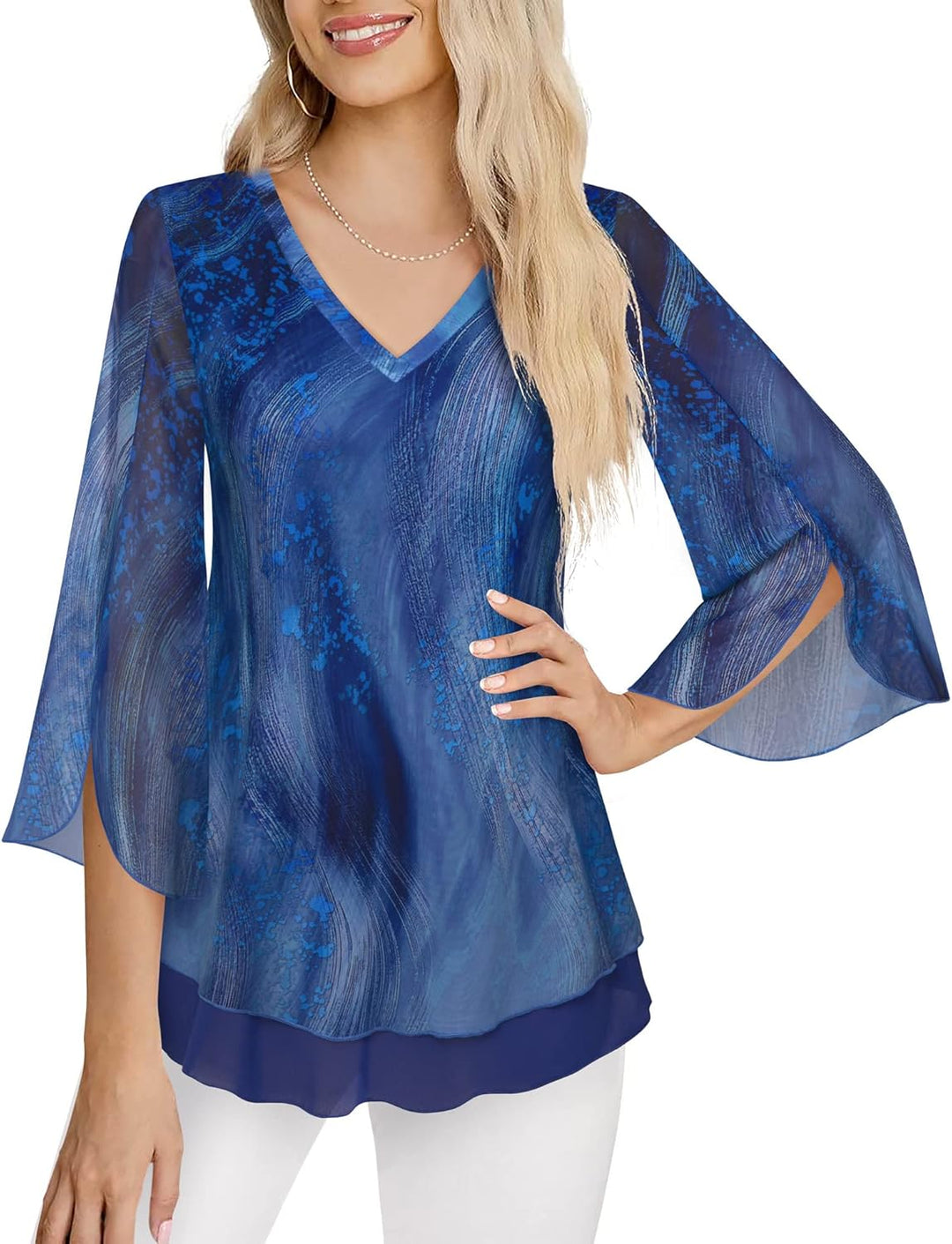 Justitia – Flowy 3/4 Sleeve Chiffon Blouse for Women