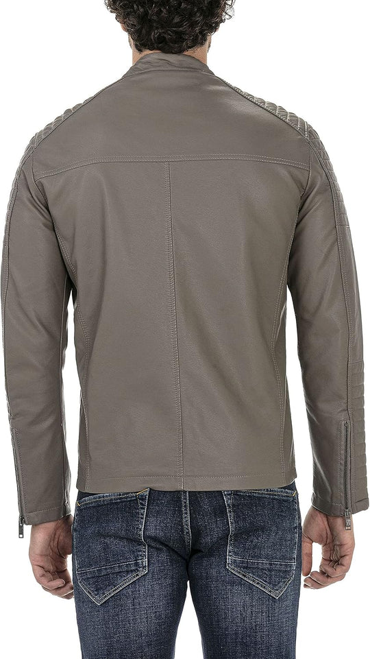 Enzo – Classic Faux Leather Biker Jacket for Men
