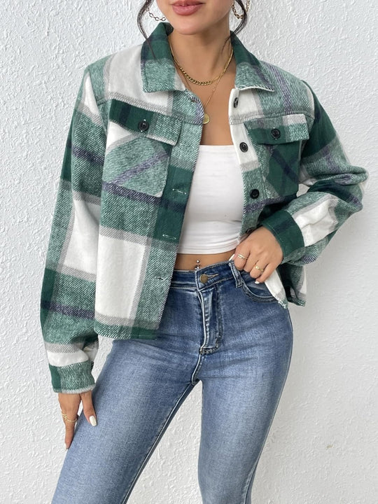 Danica – Plaid Button-Up Shacket for Women