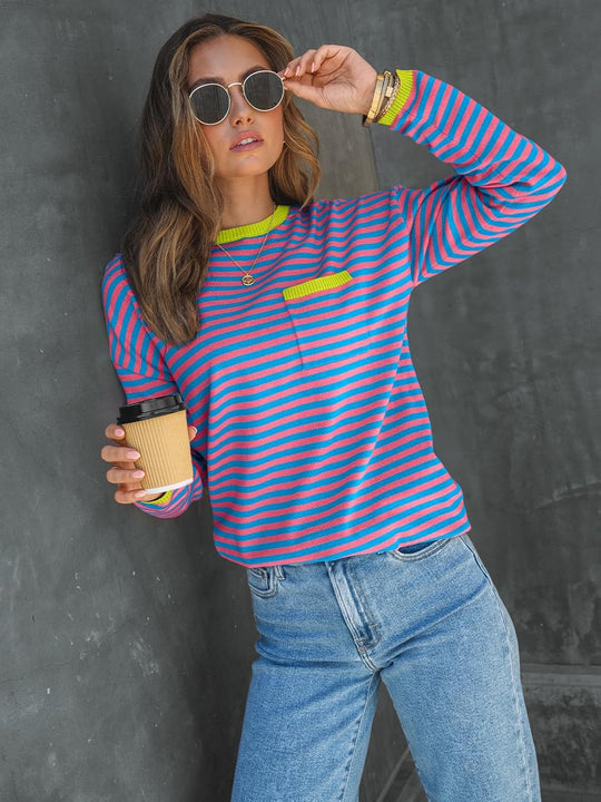 Cierra – Striped Long-Sleeve Casual Top for Women