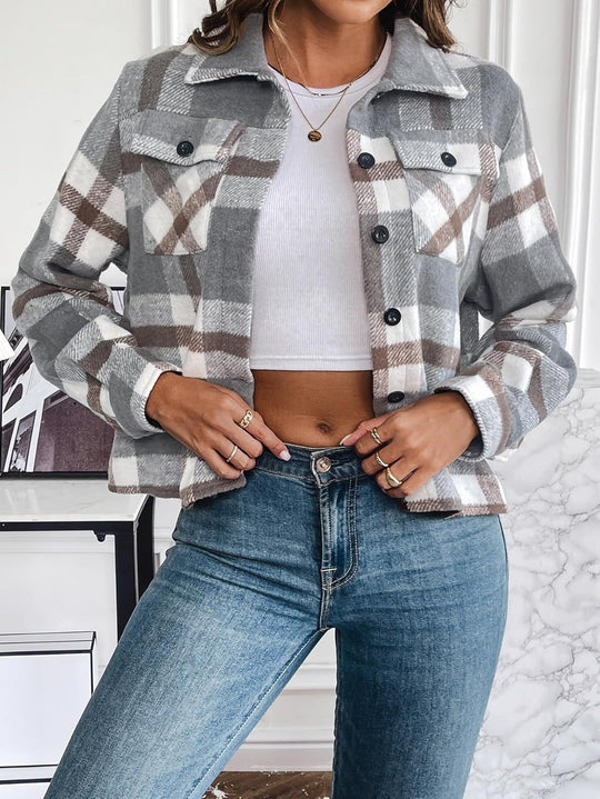 Danica – Plaid Button-Up Shacket for Women
