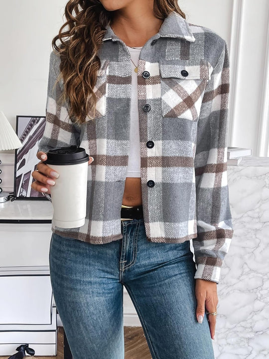 Danica – Plaid Button-Up Shacket for Women