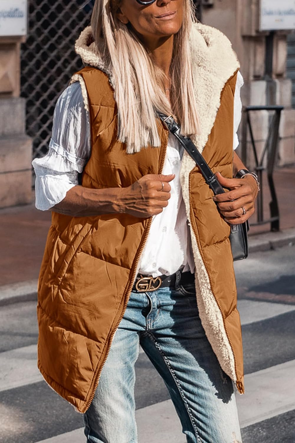 Kayleigh – Long Hooded Puffer Vest for Women