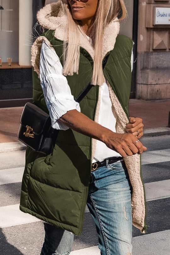 Kayleigh – Long Hooded Puffer Vest for Women